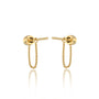 Trendy yellow gold chuan 串 diamond bezel chain loop stud earring