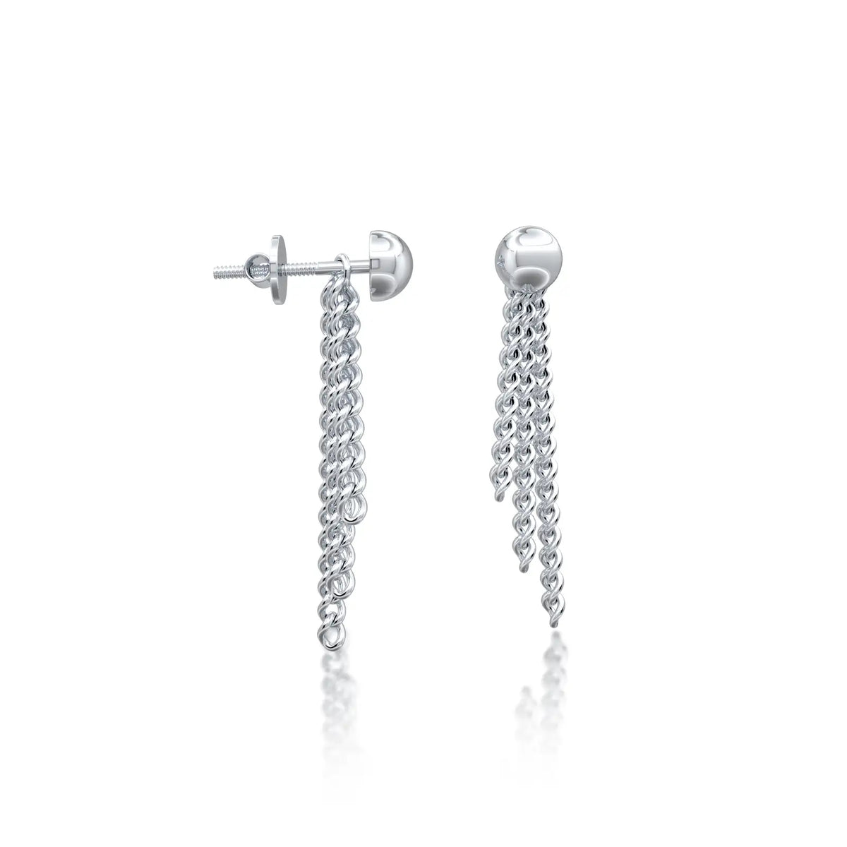 White gold jie 解 convertible chain drop stud earrings