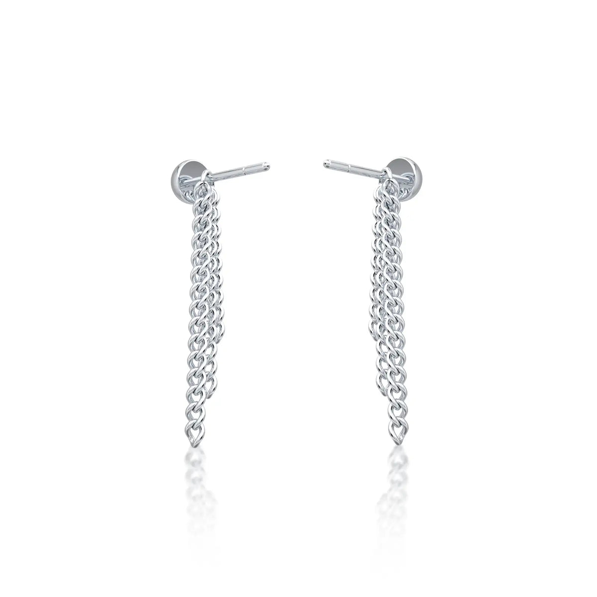 White gold jie 解 convertible chain drop stud earrings for women