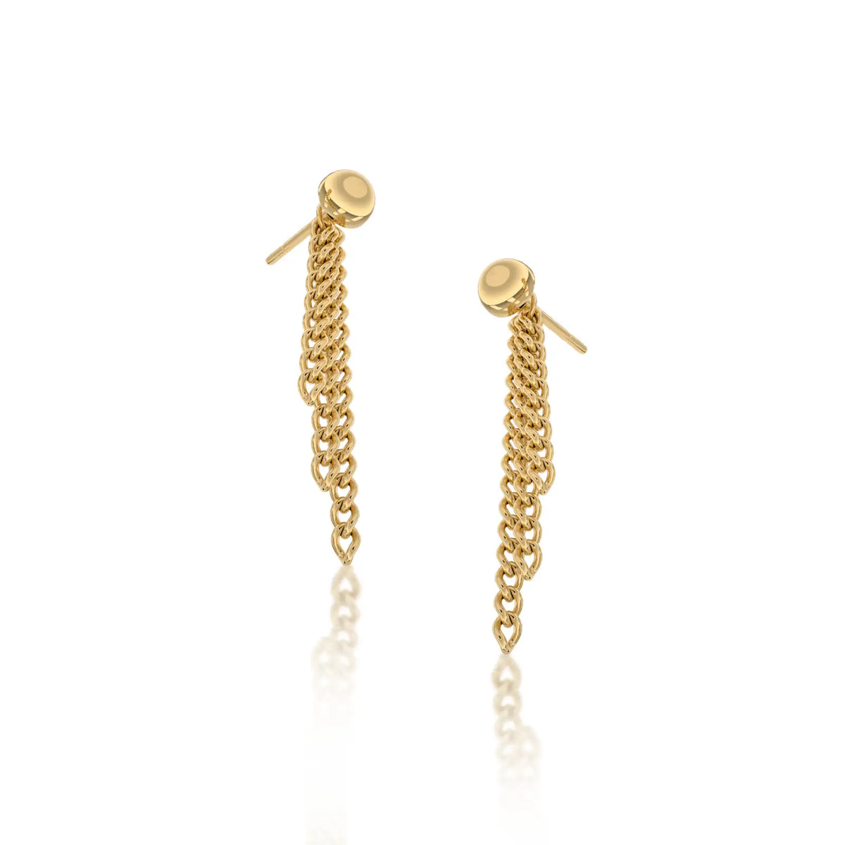Yellow gold jie 解 convertible chain drop stud earrings