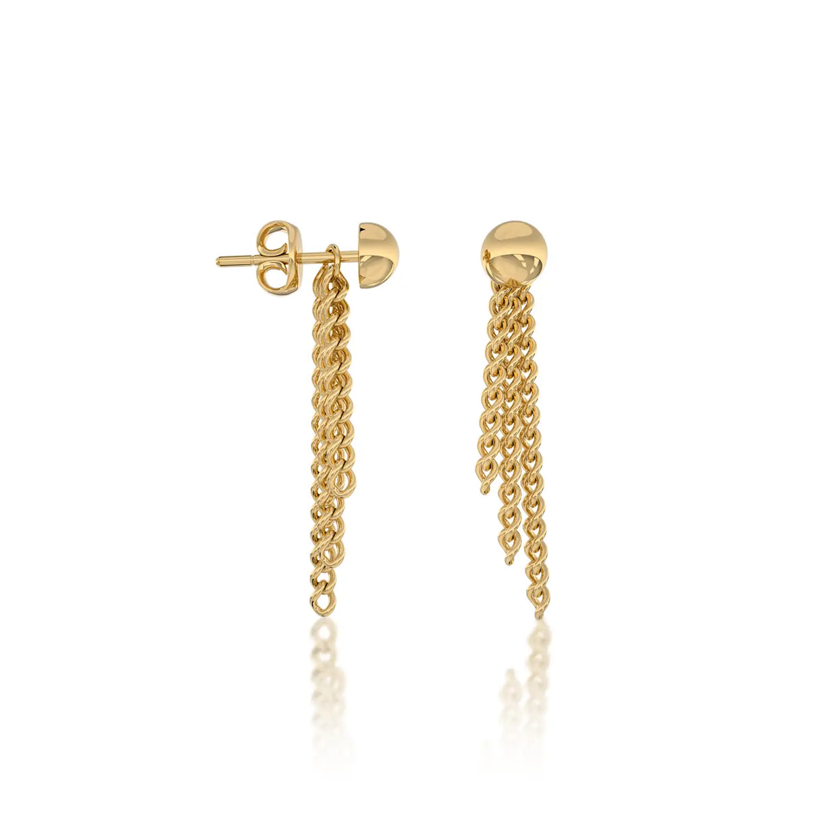 Fancy yellow gold jie 解 convertible chain drop stud earrings