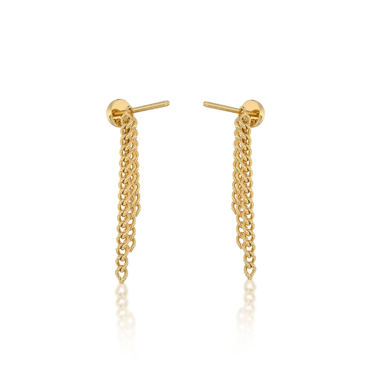 Yellow gold jie 解 convertible chain drop stud earrings for office wear