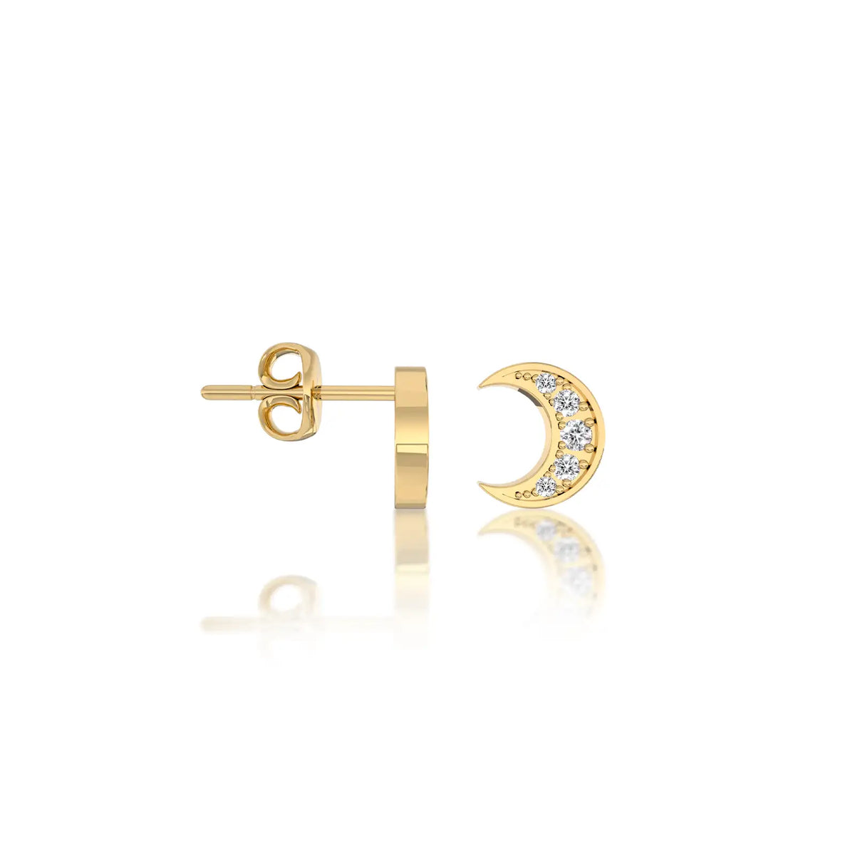 Yue Crescent Moon Studs with Push Back-Secure beauty for daily wear by Fortune Jewellery