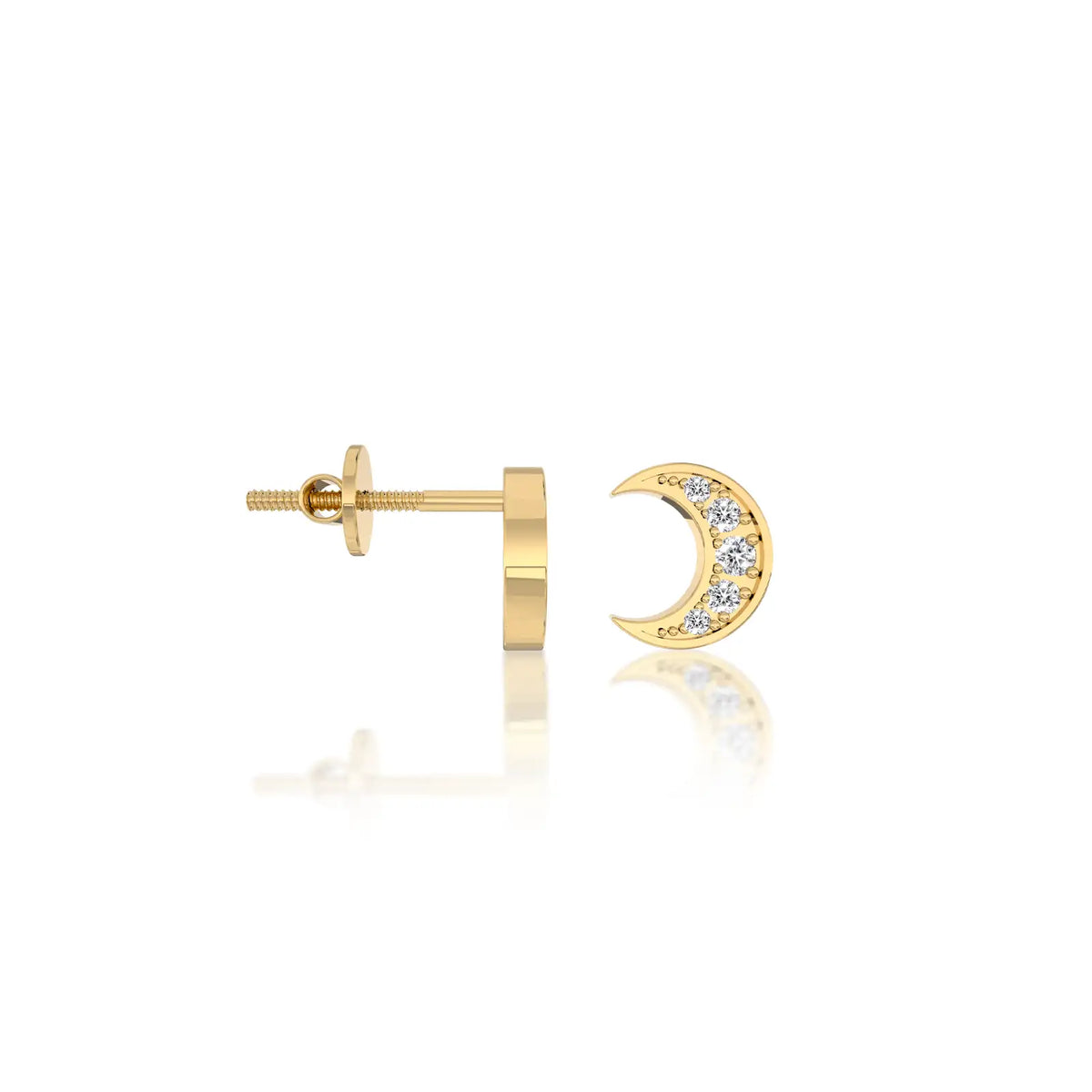 Yue Crescent Moon Diamond Earrings-Graceful charm for everyday women by Fortune Jewellery