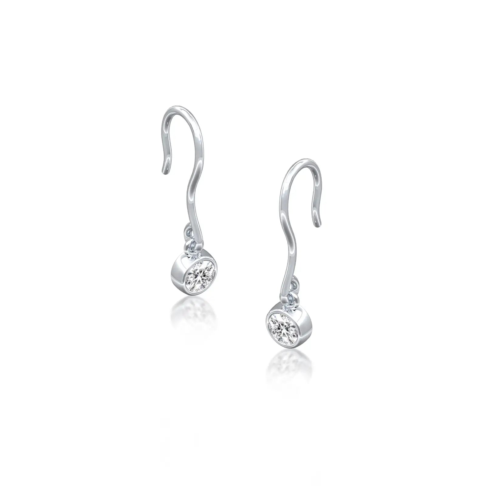 Rui Bezel Earrings with Secure Hook-Effortless sparkle for daily elegance by Fortune Jewellery