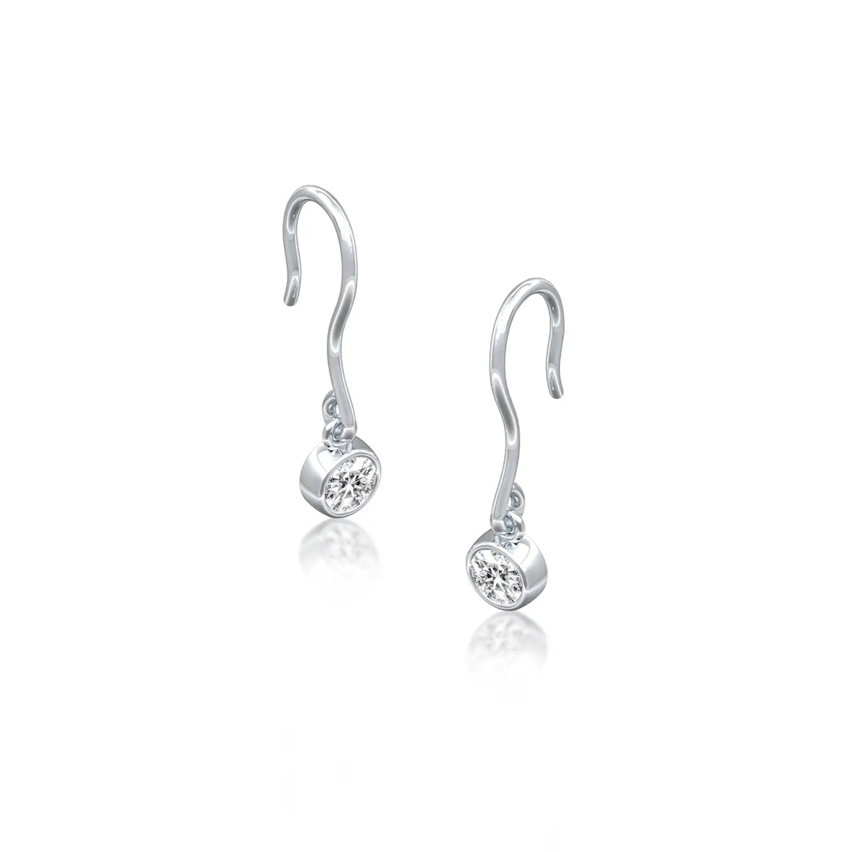 Rui Bezel Earrings with Secure Hook-Effortless sparkle for daily elegance by Fortune Jewellery