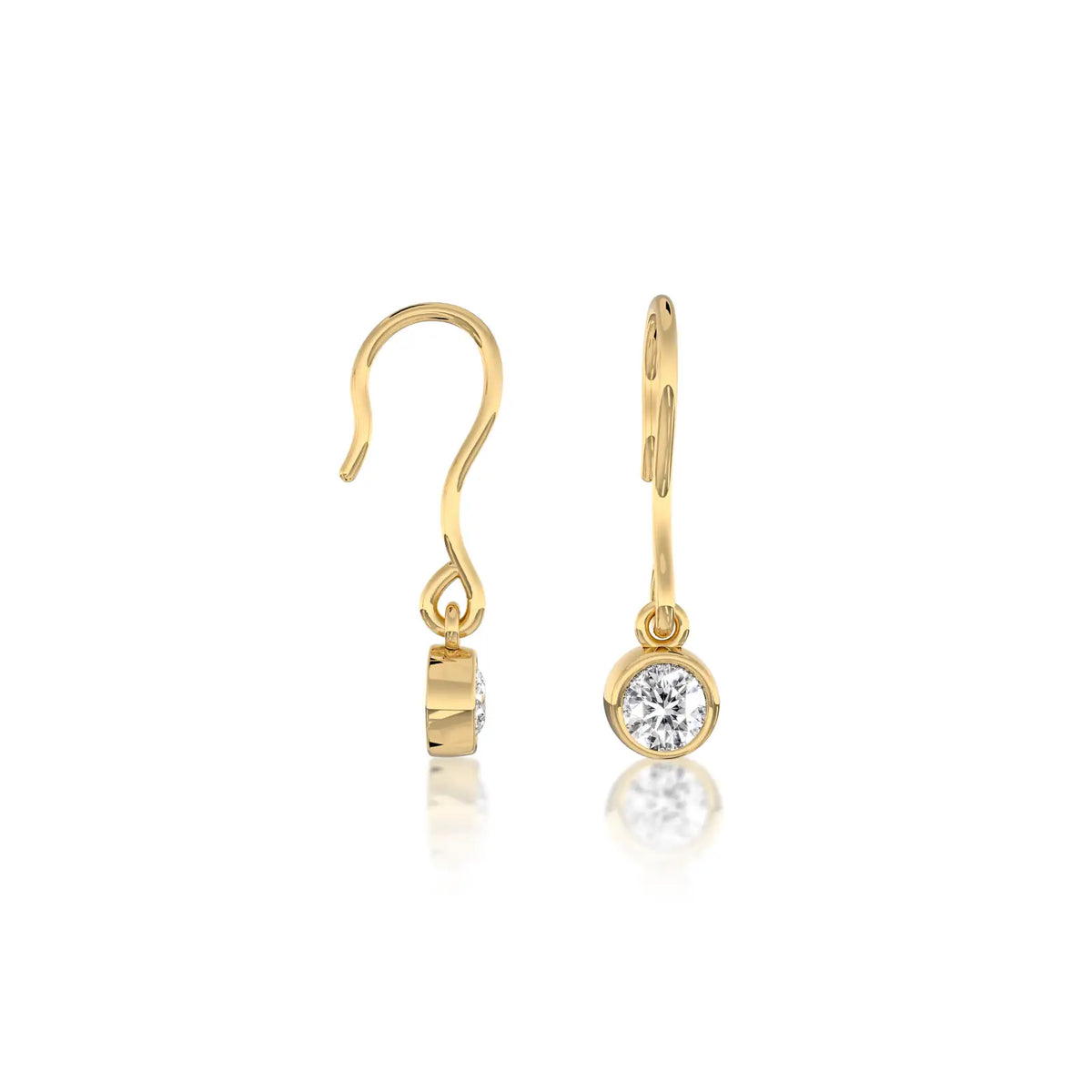Rui Bezel Diamond French Hook Earrings-Chic fabulous shine for everyday women by Fortune Jewellery