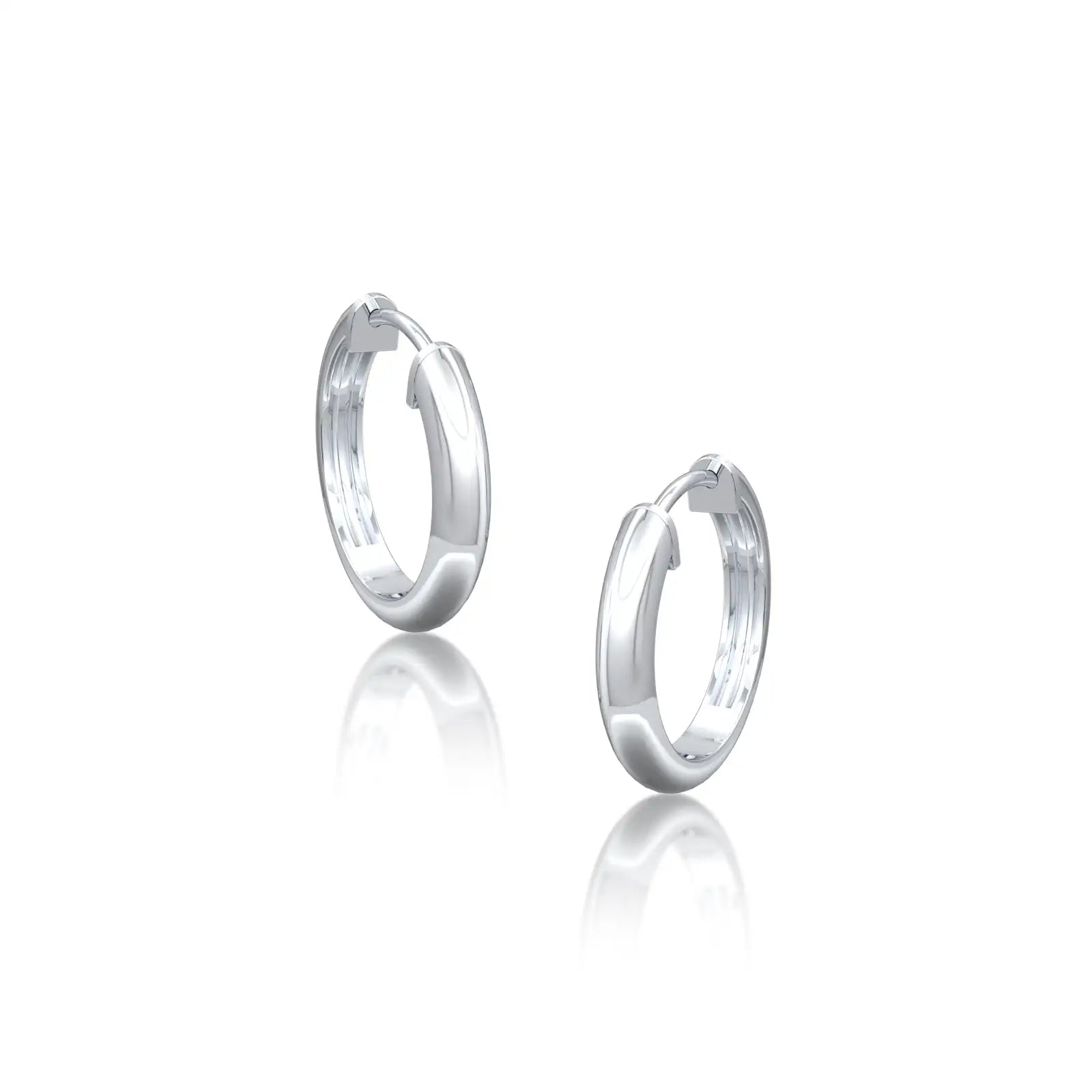 White gold classic high polish huggie hoop earrings