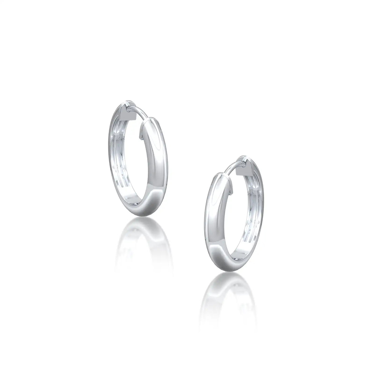 White gold classic high polish huggie hoop earrings
