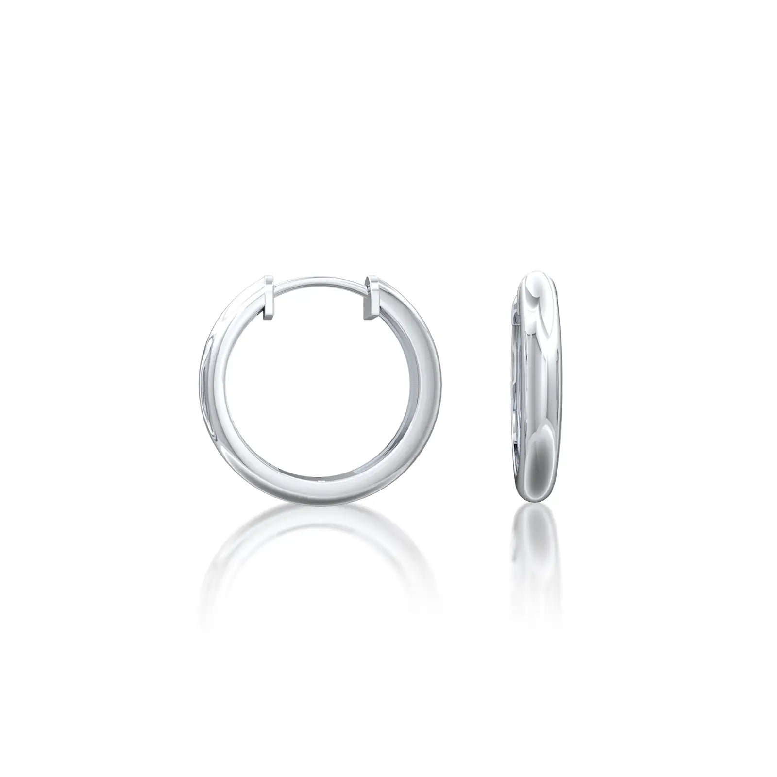 Fortune white gold classic high polish huggie hoop earrings