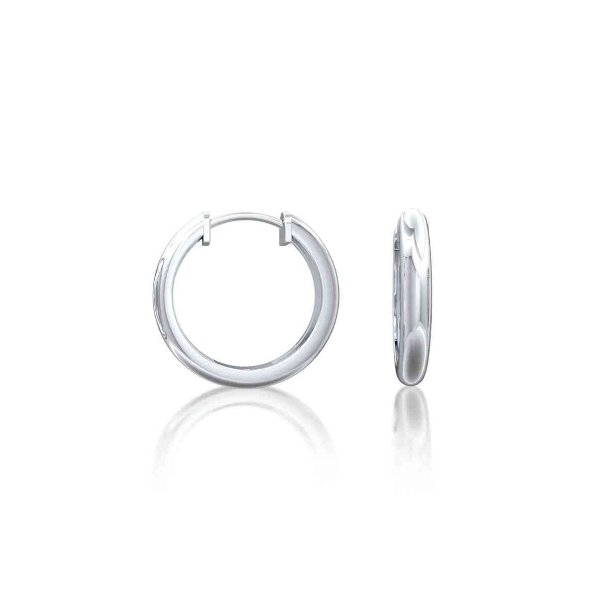 Fortune white gold classic high polish huggie hoop earrings