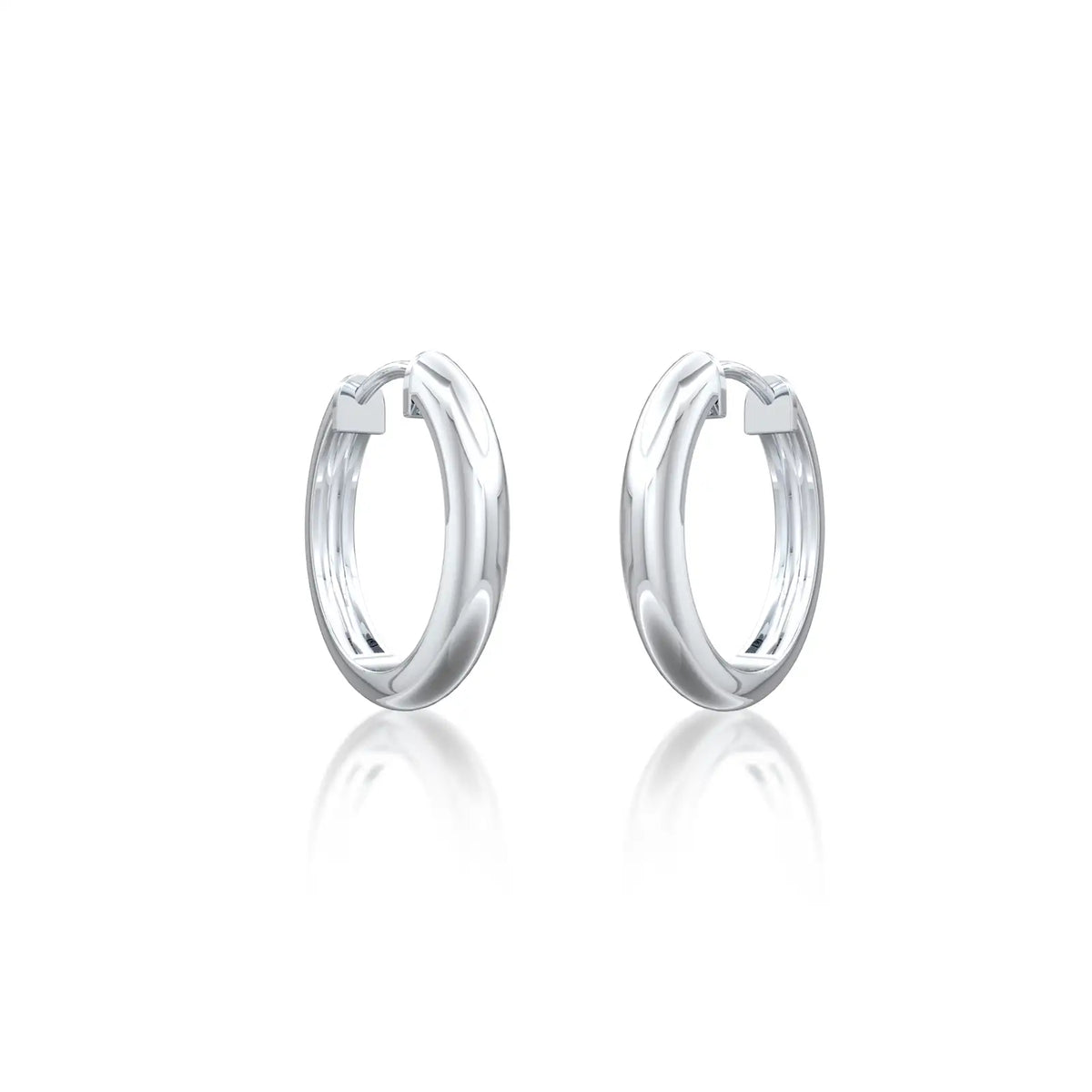 White gold classic high polish huggie hoop earrings for office wear