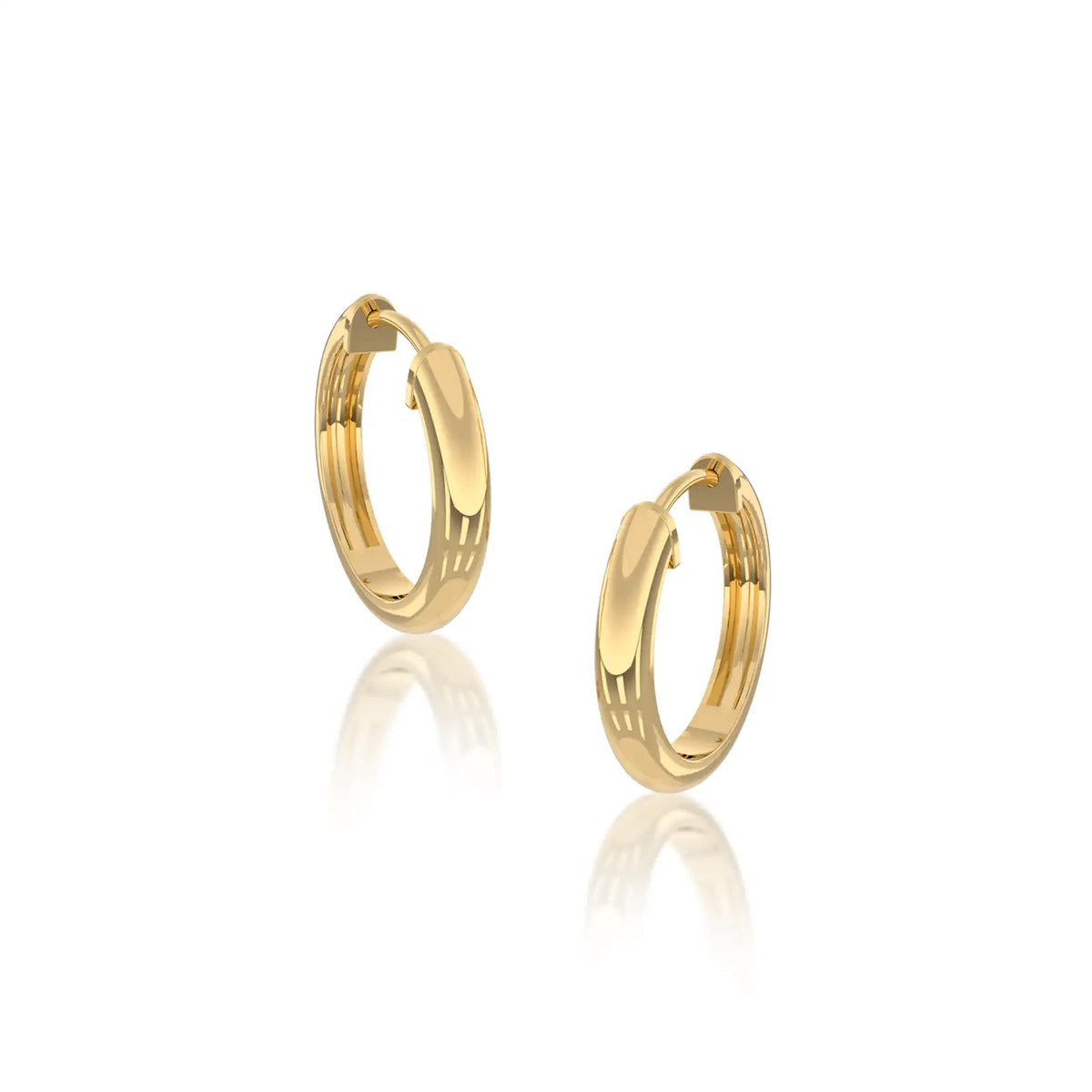 Yellow gold classic high polish huggie hoop earrings 
