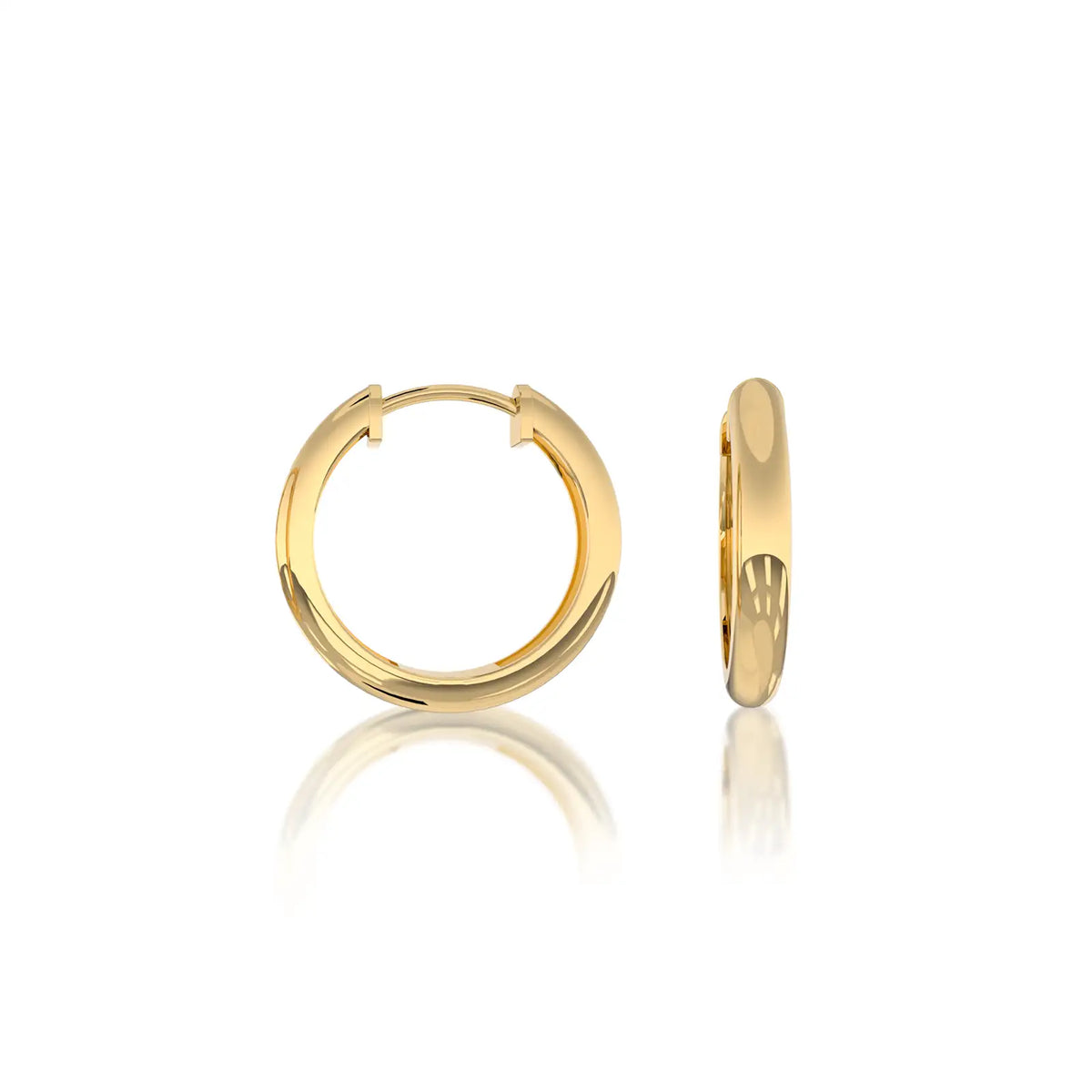 Trendy yellow gold classic high polish huggie hoop earrings 