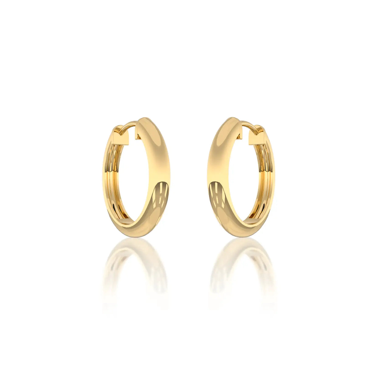 Yellow gold classic high polish huggie hoop earrings for women