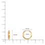 Dimension details of yellow gold classic high polish huggie hoop earrings 