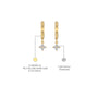 Yellow gold descriptive image of diamond floral cluster huggie hoop earrings