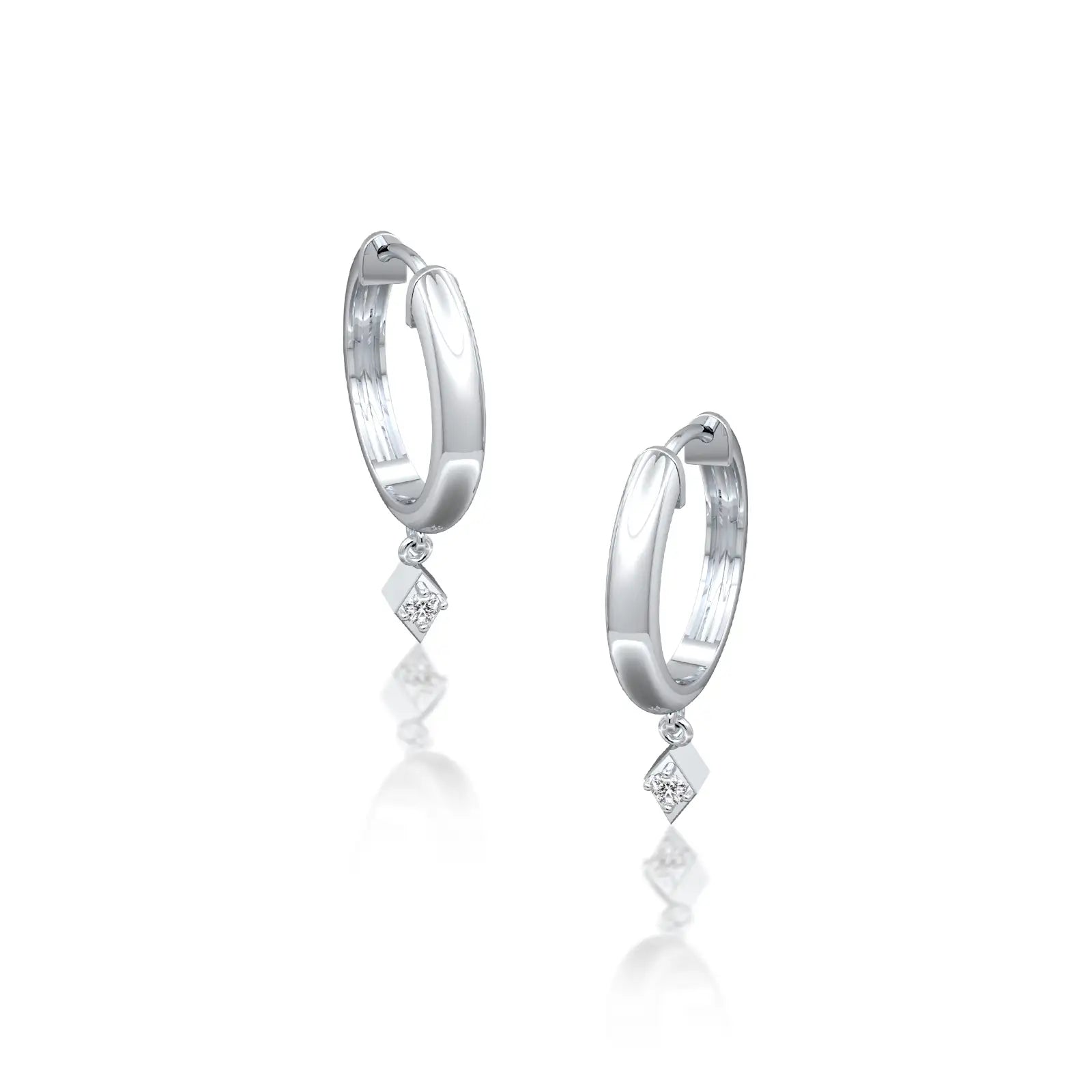 Geometric diamond kite drop hoop earrings