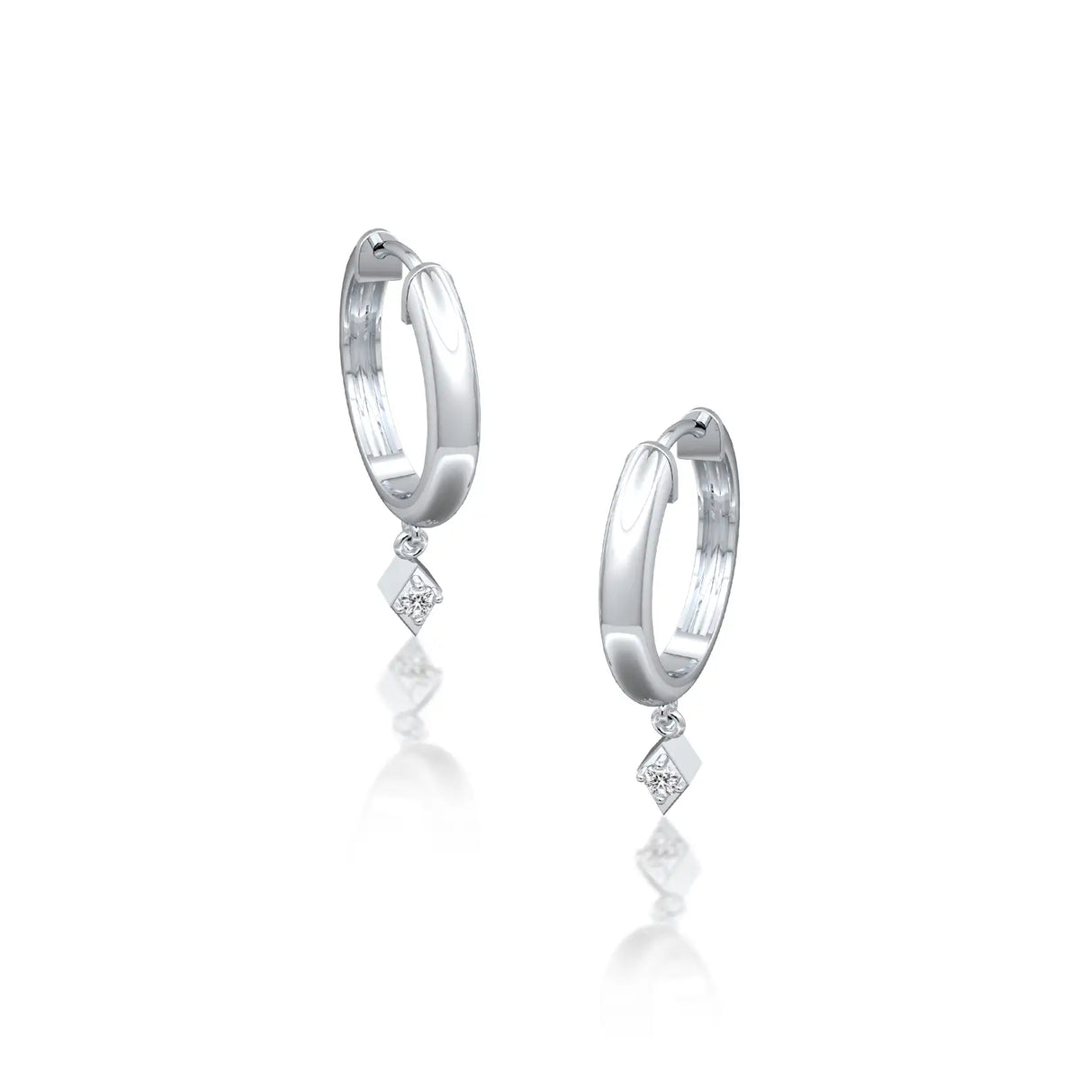 Geometric diamond kite drop hoop earrings