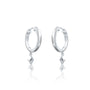 White gold geometric diamond kite drop hoop earrings for women