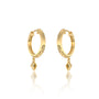Trendy yellow gold geometric diamond kite drop hoop earrings