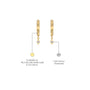 Descriptive image of yellow gold geometric diamond kite drop hoop earrings