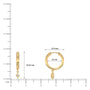Dimension details of yellow gold geometric diamond kite drop hoop earrings