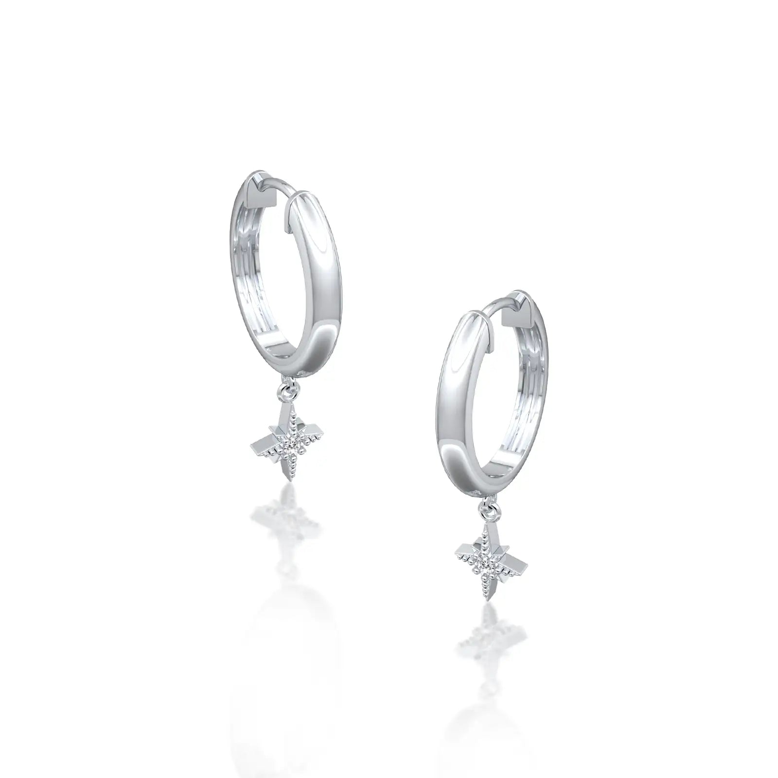 Celestial starburst diamond drop hoop earrings