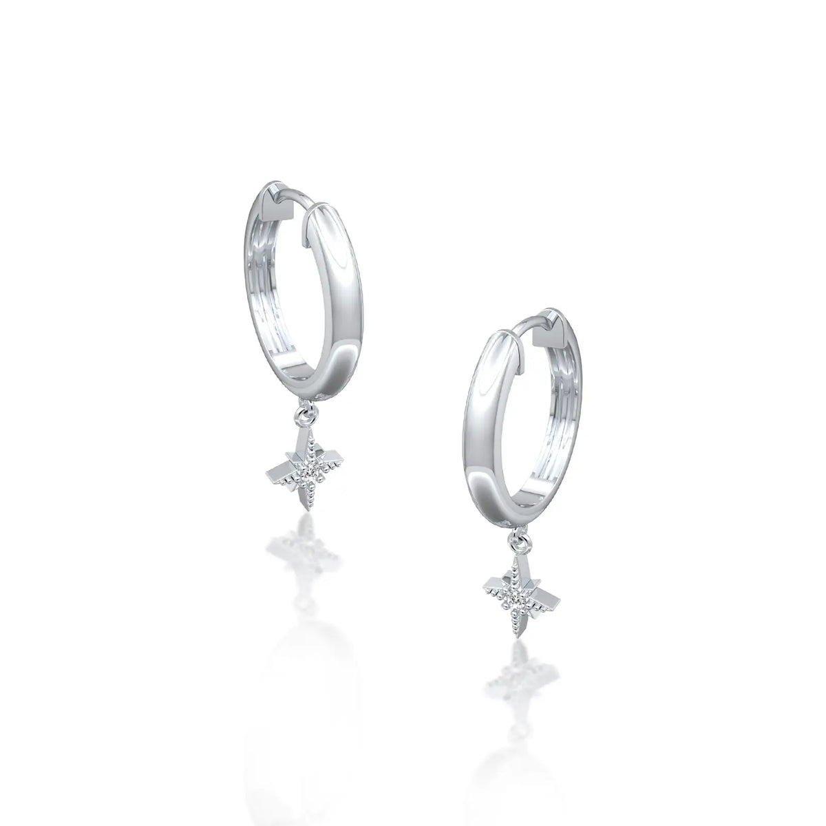 Celestial starburst diamond drop hoop earrings