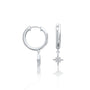 White gold celestial starburst diamond drop hoop earrings