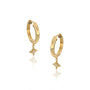 Yellow gold celestial starburst diamond drop hoop earrings