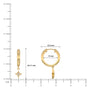 Dimension details of fortune white gold celestial starburst diamond drop hoop earrings