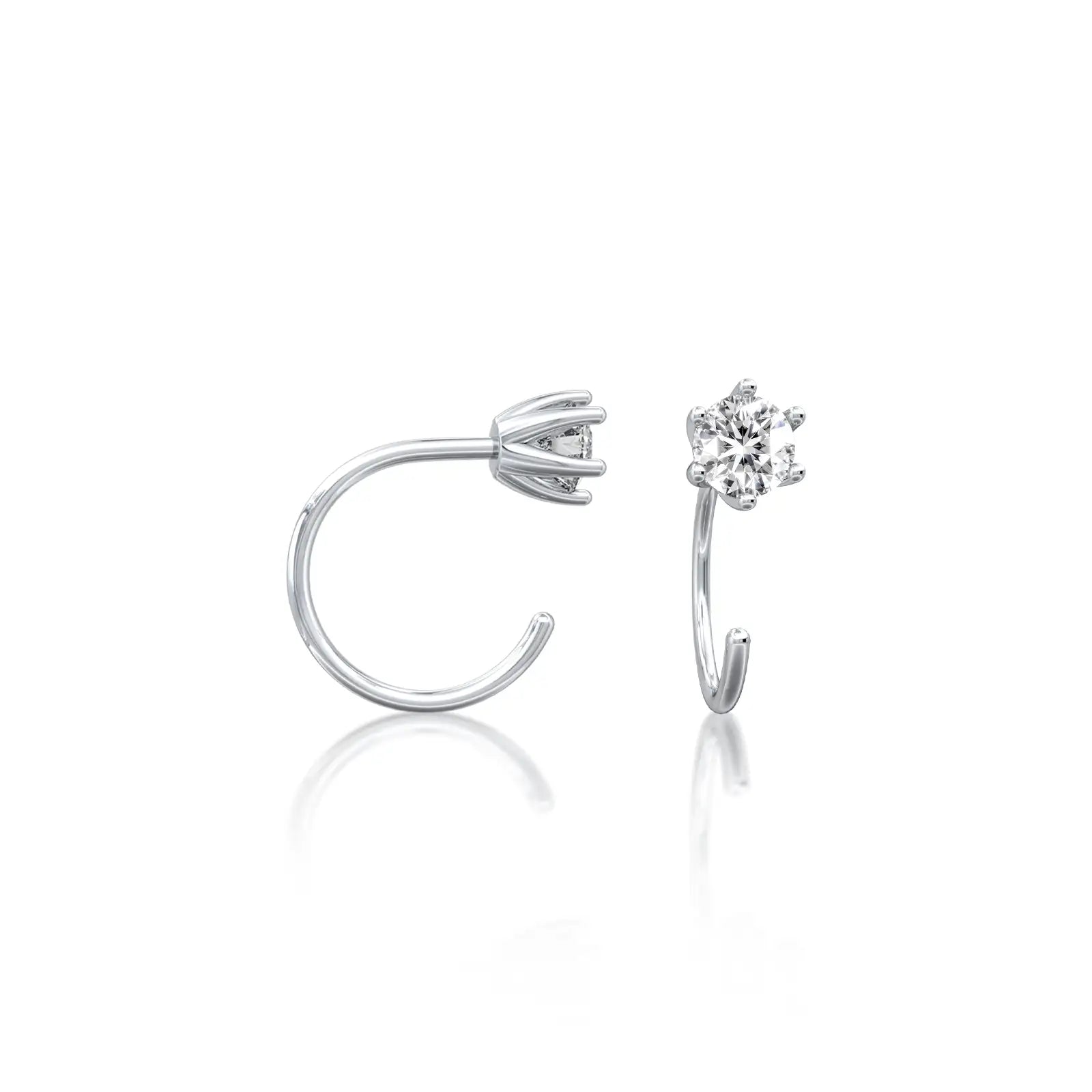 Fortune solitaire diamond open hoop arc earrings
