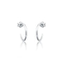 White gold solitaire diamond open hoop arc earrings for women