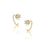 Yellow gold solitaire diamond open hoop arc earrings 