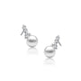 Graduated diamond trio pearl drop earrings