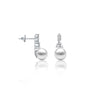 White gold graduated diamond trio pearl drop earrings