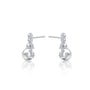 White gold graduated diamond trio pearl drop earrings