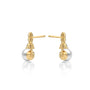 Yellow gold graduated diamond trio pearl drop earrings for office wear