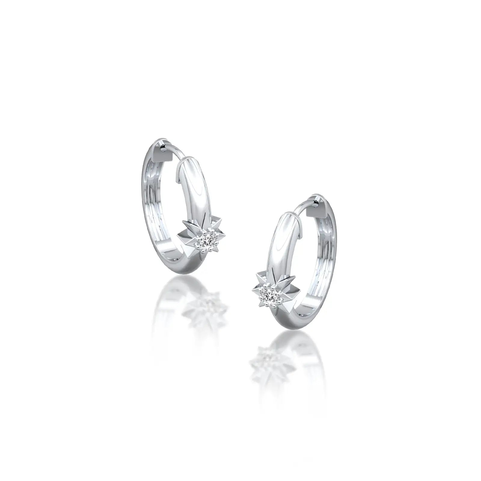 Starburst diamond huggie hoop earrings