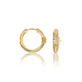 Fortune yellow gold starburst diamond huggie hoop earrings