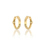 Yellow gold starburst diamond huggie hoop earrings for women