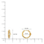 Dimension details of yellow gold starburst diamond huggie hoop earrings 