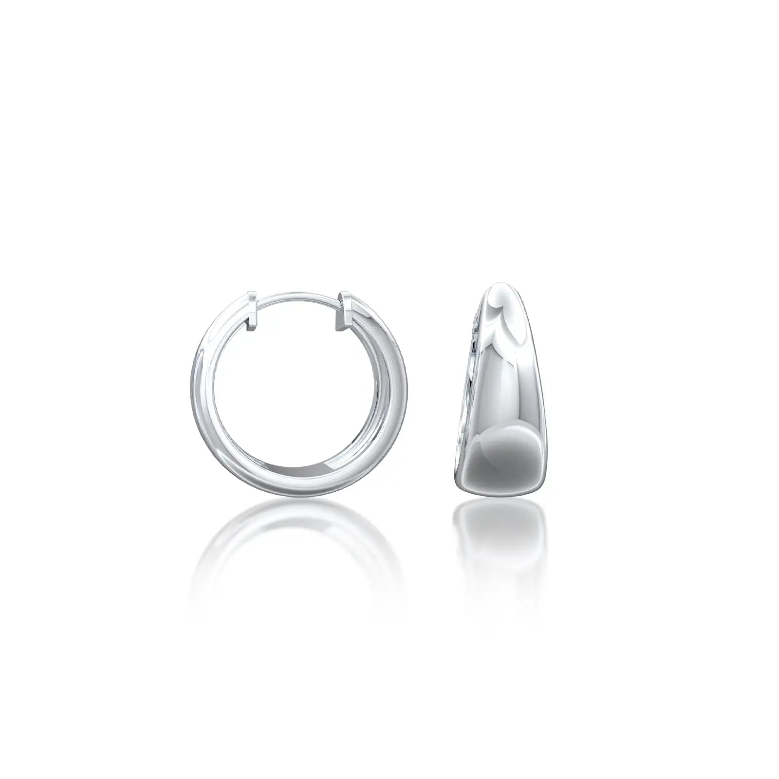 White gold tapered high polish chubby hoop earrings