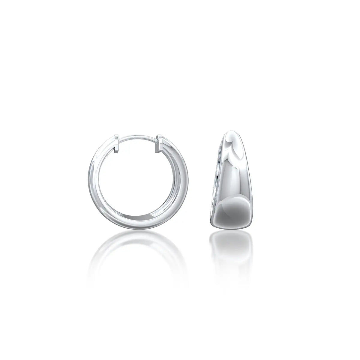 White gold tapered high polish chubby hoop earrings