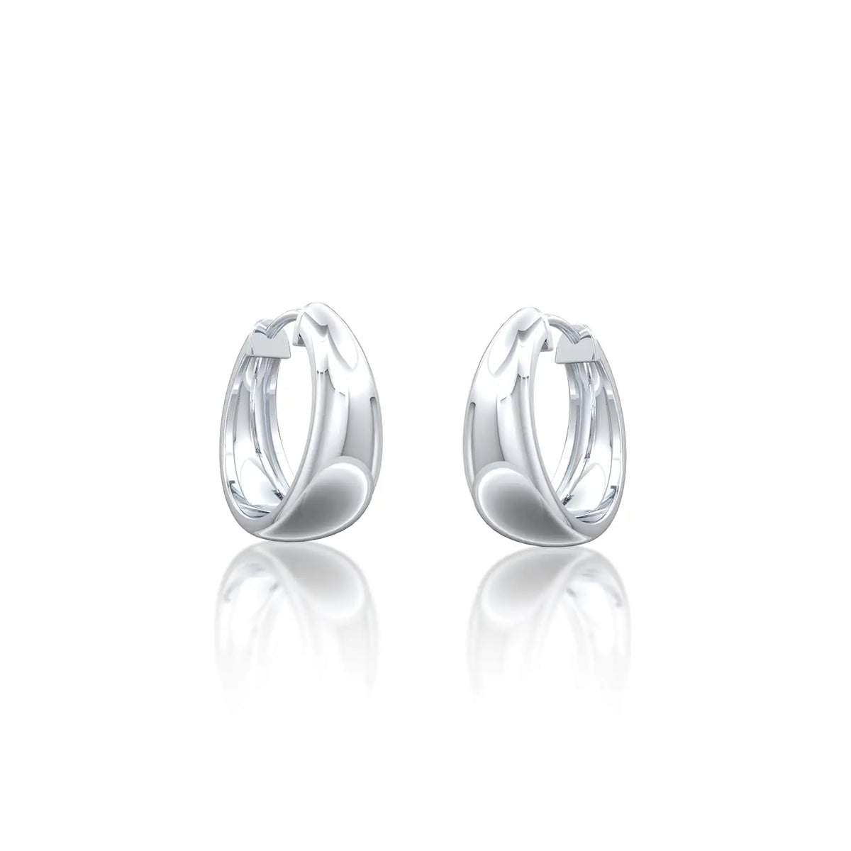 Fortune white gold tapered high polish chubby hoop earrings