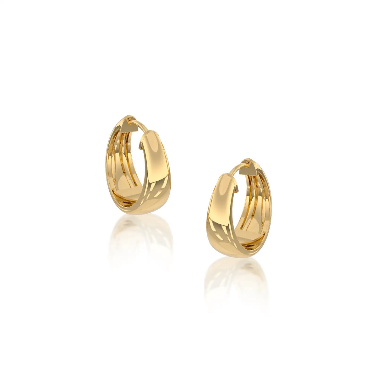 Yellow gold tapered high polish chubby hoop earrings