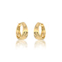 Yellow gold tapered high polish chubby hoop earrings for women