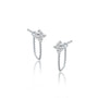 Diamond floral cluster chain loop stud earrings