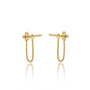 Trendy unique yellow gold diamond floral cluster chain loop stud earring